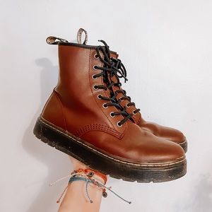 cherry red platform dr. martens